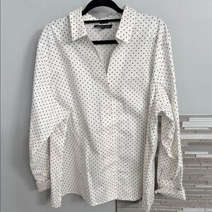 Jones New York White and Black Polka Dot Shirt